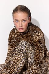 HUNKØN Angela Velour Blouse Blouses Leopard