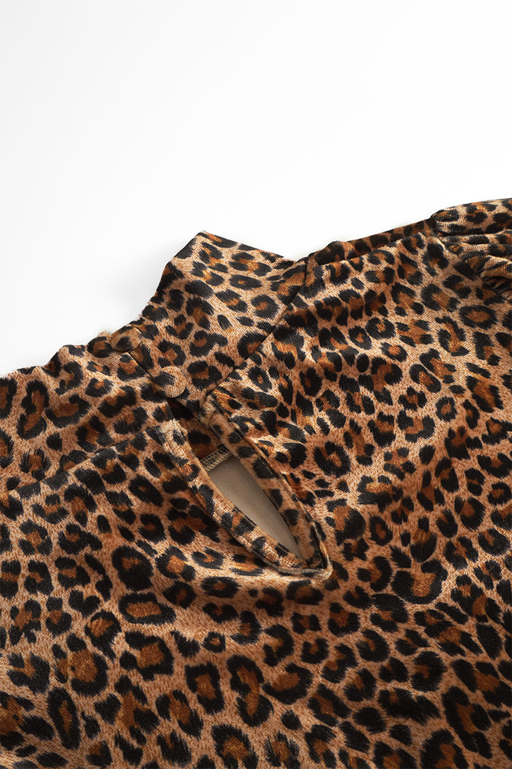 HUNKØN Angela Velour Blouse Blouses Leopard