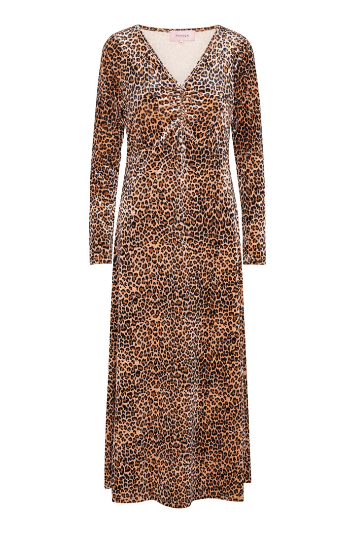 HUNKØN Angela Velour Dress Dresses Leopard