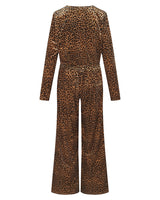 HUNKØN Angela Velour Jumpsuit Jumpsuits Leopard