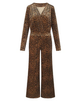 HUNKØN Angela Velour Jumpsuit Jumpsuits Leopard