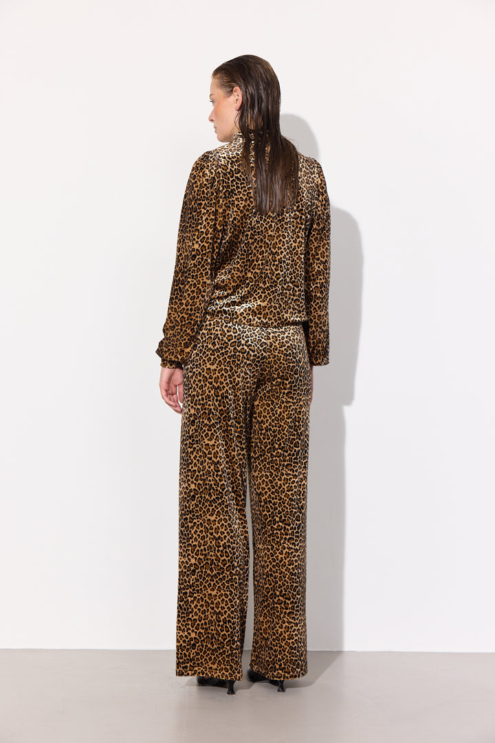 HUNKØN Angela velour trousers Trousers Leopard