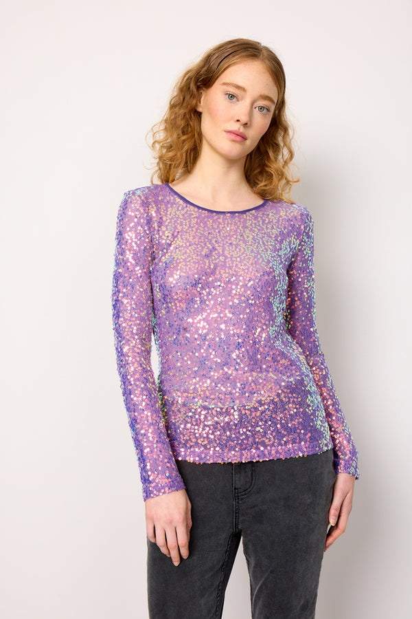 HUNKØN Aya Sequin Blouse Blouses Purple