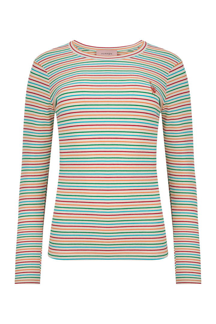 HUNKØN Indie Blouse Blouses Rainbow Striped