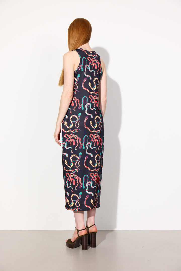 HUNKØN Inga Dress Dresses Black snake Art Print