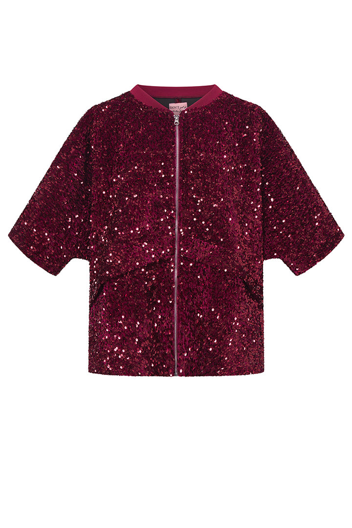 HUNKØN Kaia Sequin Jacket Jackets Deep red