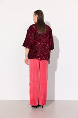 HUNKØN Kaia Sequin Jacket Jackets Deep red