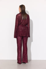 HUNKØN Karin Sequin Blouse Shirts Deep red