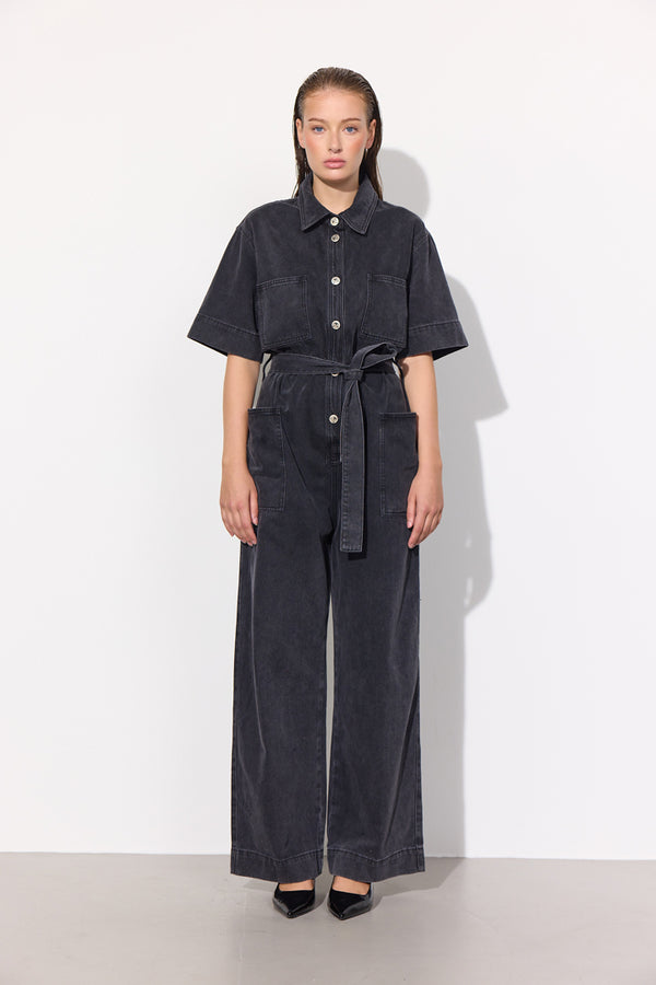 HUNKØN Mette Denim Jumpsuit Jumpsuits Black