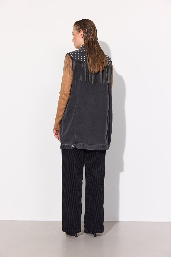 HUNKØN Mette Denim Vest Vests Black