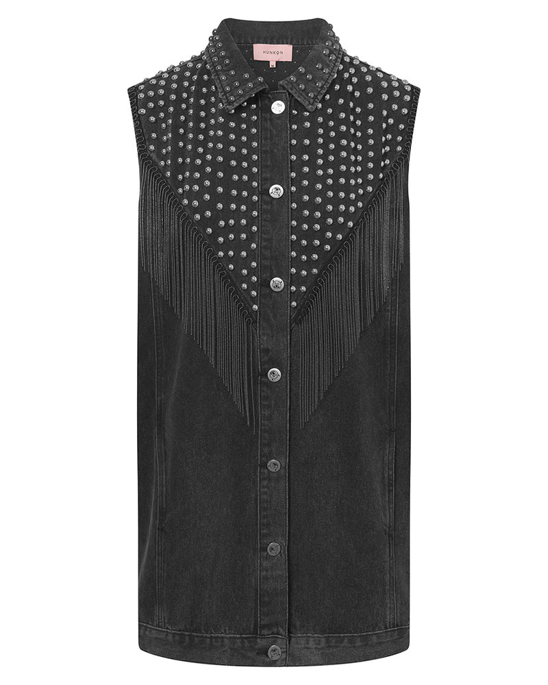 HUNKØN Mette Denim Vest Vests Black