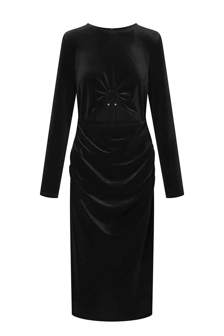 HUNKØN Saga velour dress Dresses Black