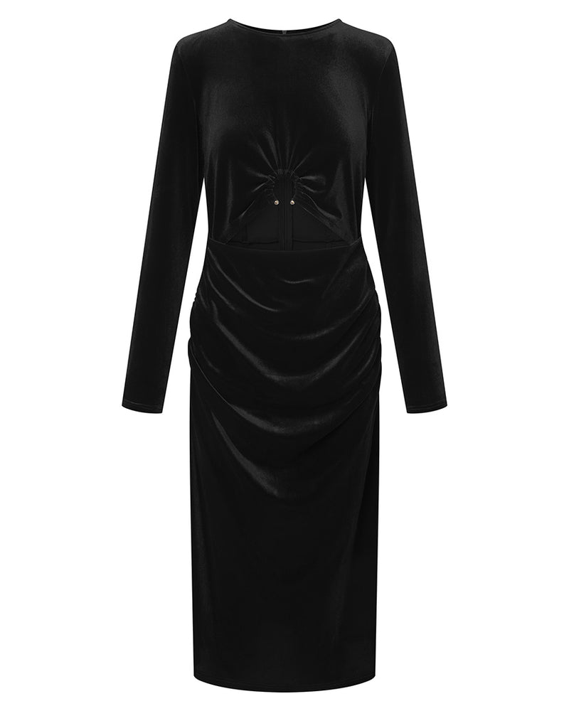 HUNKØN Saga velour dress Dresses Black