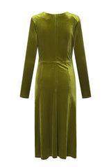 HUNKØN Saga velour dress Dresses Dusty Green