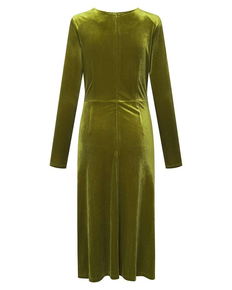 HUNKØN Saga velour dress Dresses Dusty Green