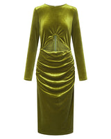 HUNKØN Saga velour dress Dresses Dusty Green