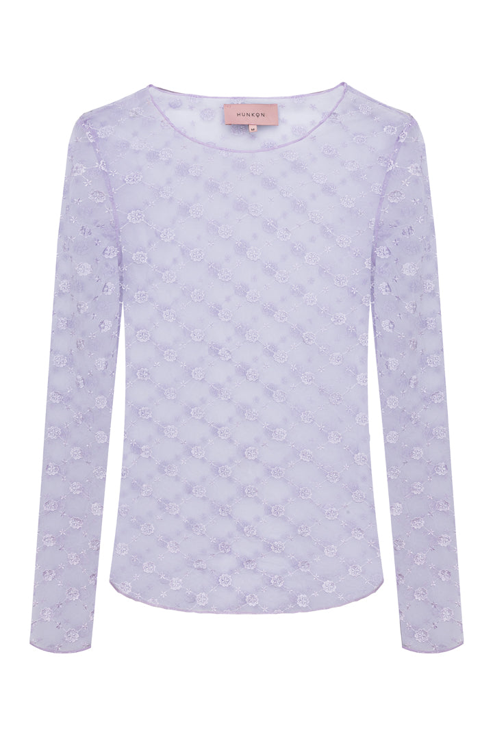 HUNKØN Sammy Mesh Blouse Blouses Lavender