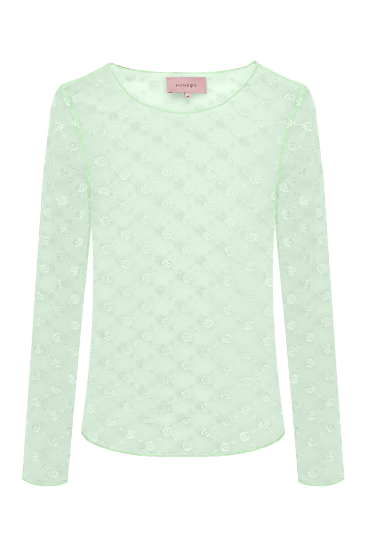 HUNKØN Sammy Mesh Blouse Blouses Mint