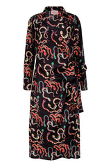 HUNKØN Ursula Wrap Dress Dresses Black snake Art Print