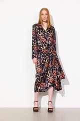 HUNKØN Ursula Wrap Dress Dresses Black snake Art Print